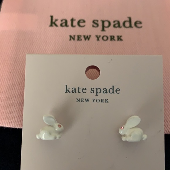 🆕 Kate Spade ♠️ New York Forest Party White Rabbit Stud Earrings NWT New! - Picture 6 of 6